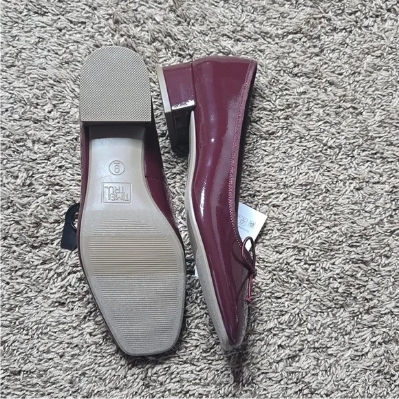 NWT! The Time & Tru Burgundy Ballet Block Heel with Bow Size 9. No Box. - Picture 7 of 14